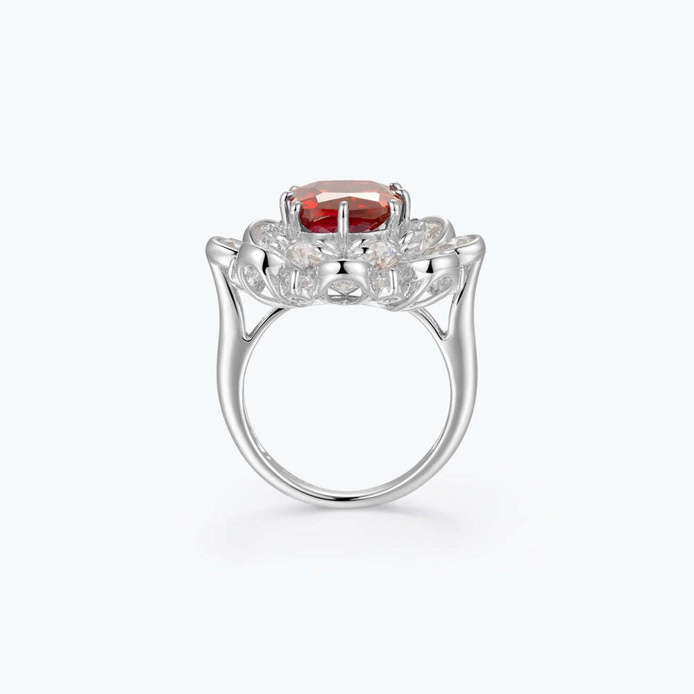 Vibrant Red Radiant Cut Moissanite Diamond Luxury 18k White Gold Engagement Ring | Mix Mix Style-Mix MIx Style