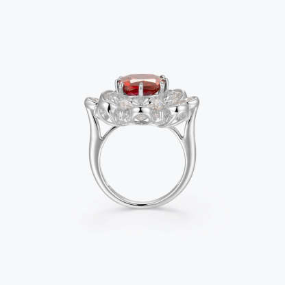 Vibrant Red Radiant Cut Moissanite Diamond Luxury 18k White Gold Engagement Ring | Mix Mix Style-Mix MIx Style