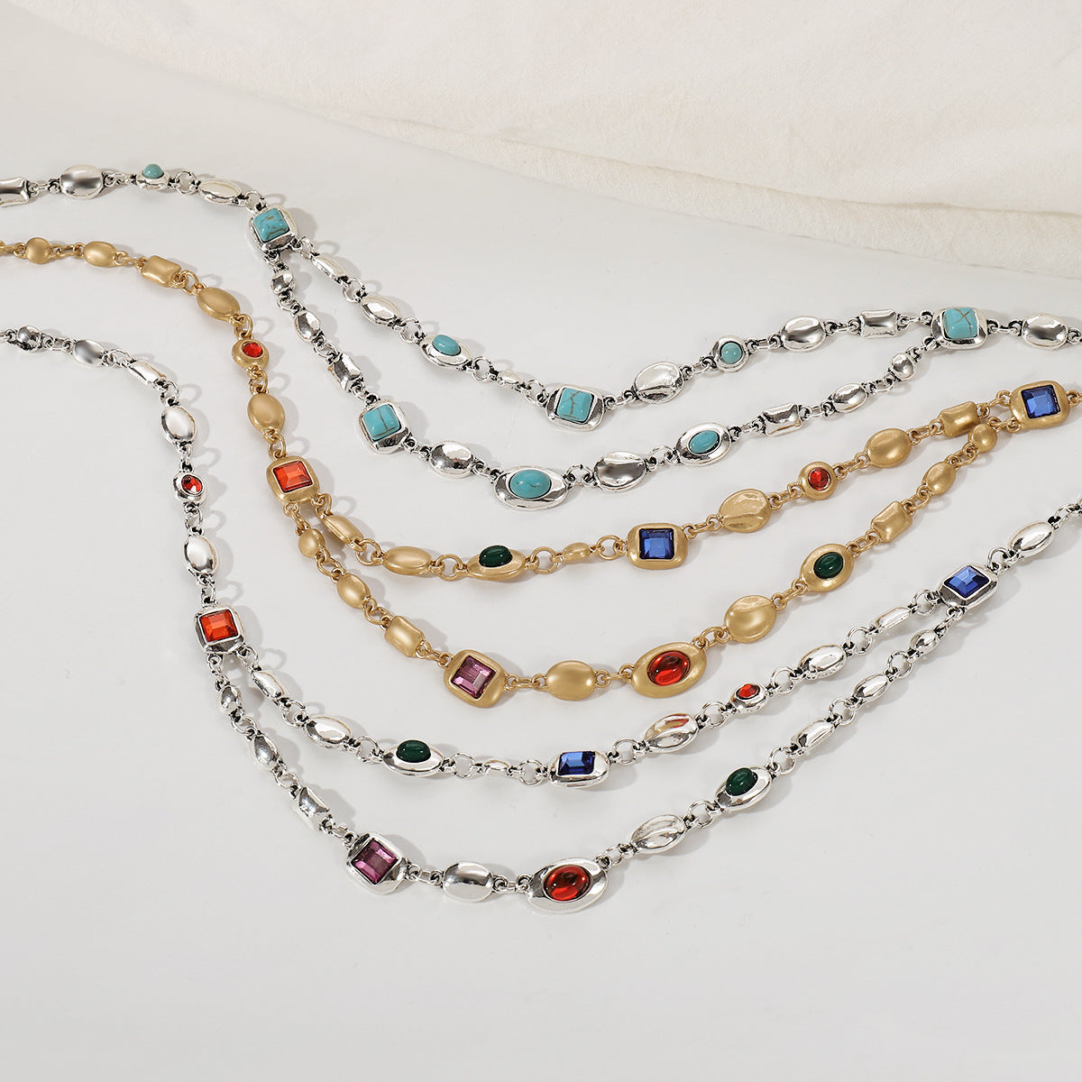 Multicolor Vintage Retro Classic Diamonds Luxury 18k Vermeil/White Gold Plated Necklace Jewelry | Mix Mix Style-Mix MIx Style