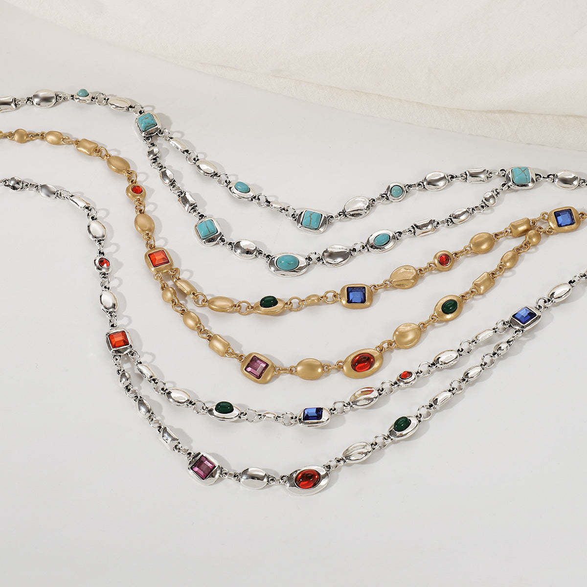 Multicolor Vintage Retro Classic Diamonds Luxury 18k Vermeil/White Gold Plated Necklace Jewelry | Mix Mix Style-Mix MIx Style