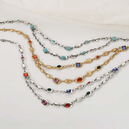 Multicolor Vintage Retro Classic Diamonds Luxury 18k Vermeil/White Gold Plated Necklace Jewelry | Mix Mix Style-Mix MIx Style