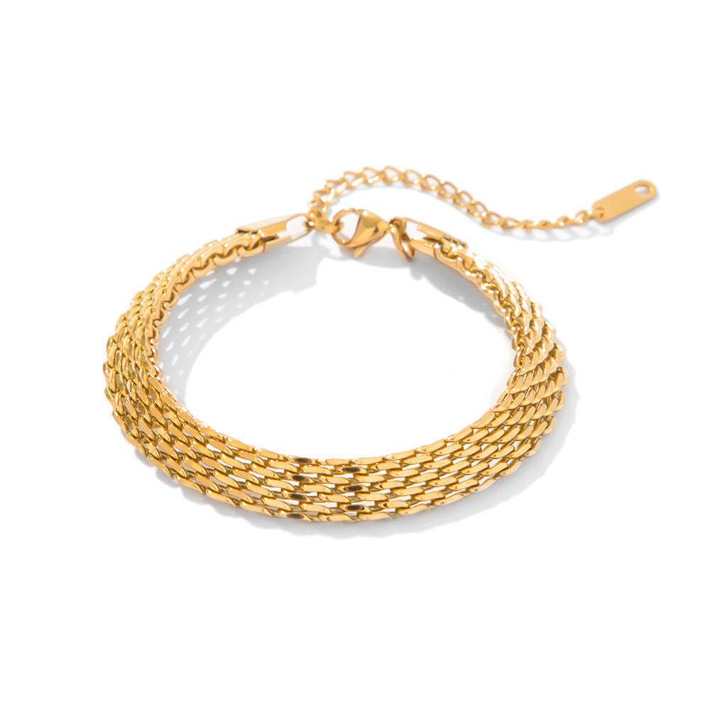 European and American ins style wide watch strap chain bracelet female titanium steel 18k gold hand jewelry wholesale-Mix MIx Style