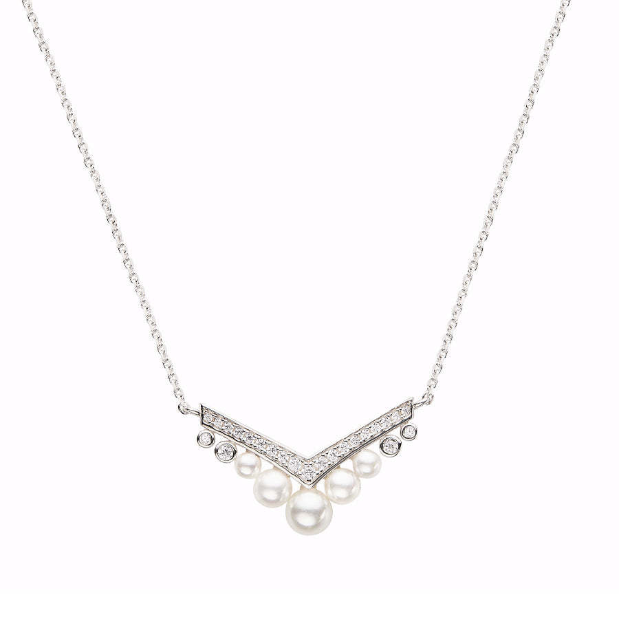 2022 summer new product 925 silver crown egret shell bead necklace gold-plated French fairy style V-shaped crown clavicle chain-Mix MIx Style