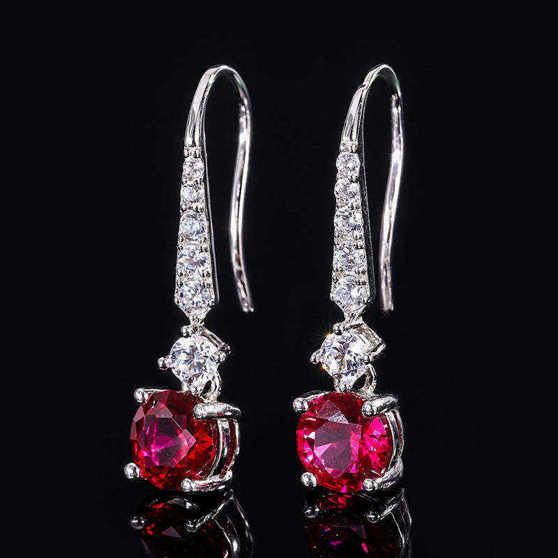 Pink - Blue Timeless Round Cut Moissanite Diamond Elegant 18k Vermeil Gold Plated Drop Earrings | Mix Mix Style-Mix MIx Style