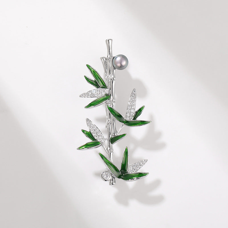 Xiliang Concubine National Trend High-end Bamboo Brooch Ancient Freshwater Pearl Corsage Oil Painting Temperament Coat Accessories Pin-Mix MIx Style