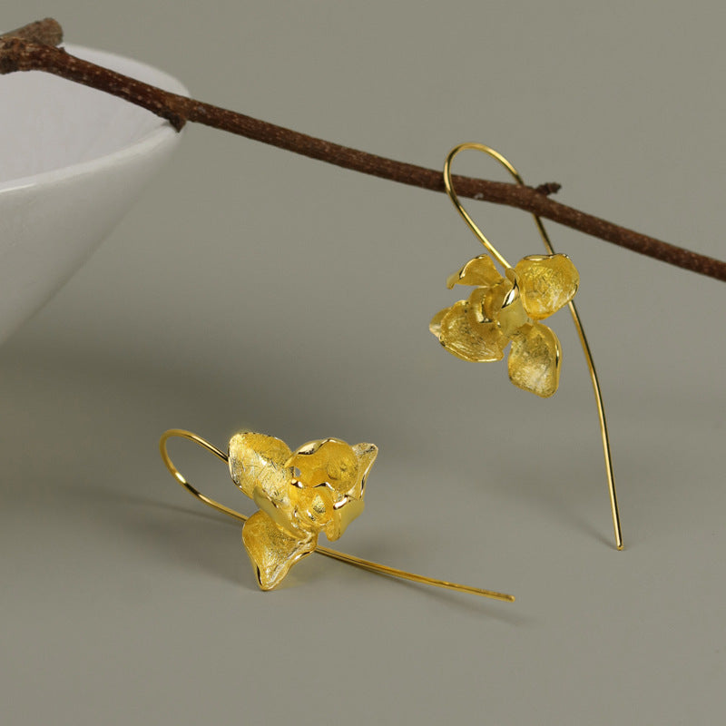 Looking for original butterfly and orchid S925 sterling silver elegant, intellectual, aesthetic, literary and artistic temperament butterfly orchid earrings-Mix MIx Style