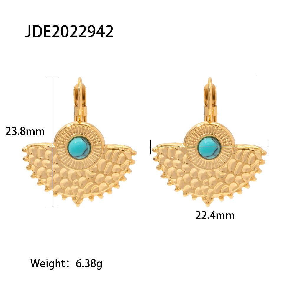 Vintage Green Natural Gem High-End 18k Gold Plated Earrings | Mix Mix Style [Hot Seller]-Mix MIx Style