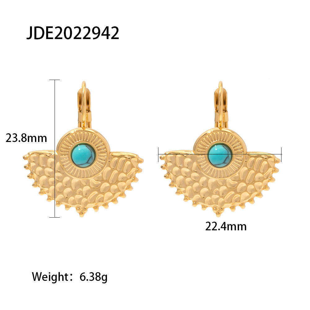 Vintage Green Natural Gem High-End 18k Gold Plated Earrings | Mix Mix Style [Hot Seller]-Mix MIx Style