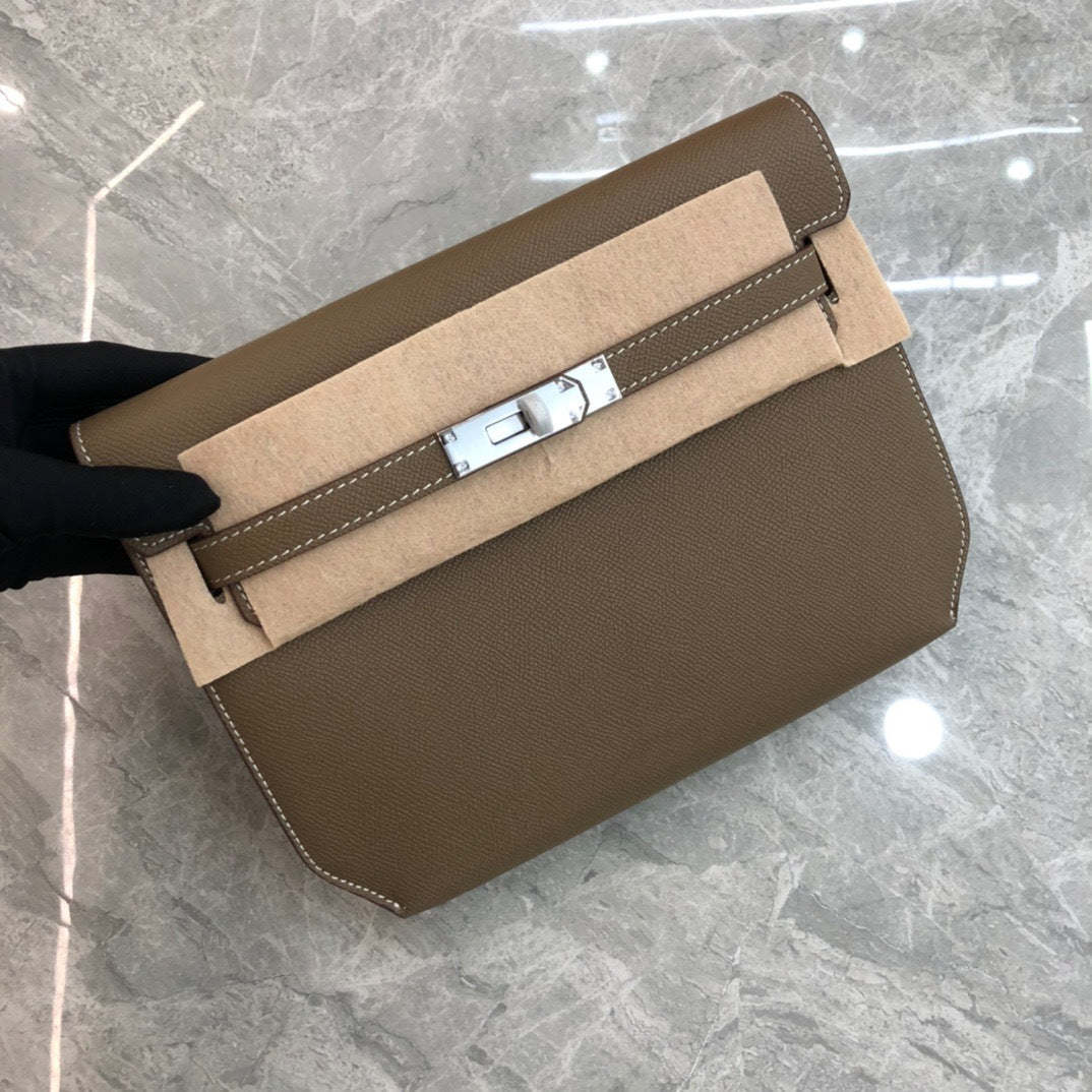 New Fashion Retro Underarm Shoulder Bag Genuine Leather Palm Pattern Cowhide Kelly Bag Underarm Street Trend Messenger Bag-Mix MIx Style