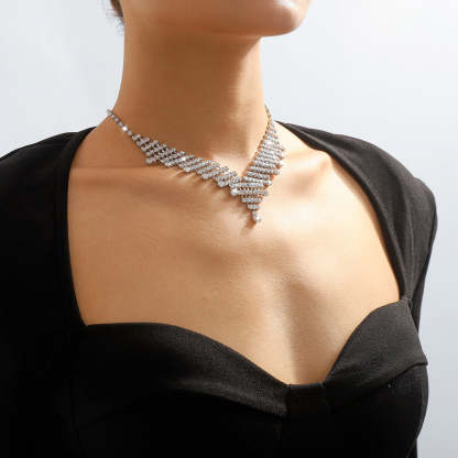 Dainty Golden Retro Classis Diamonds Elegant Triangle 18k Gold Plated Necklace Jewelry | Mix Mix Style-Mix MIx Style