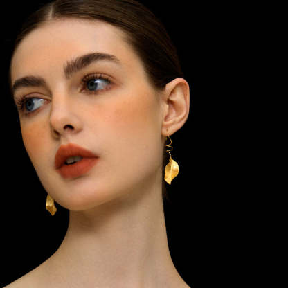 Design autumn leaves S925 sterling silver French style romantic elegant temperament high-end leaf earrings-Mix MIx Style