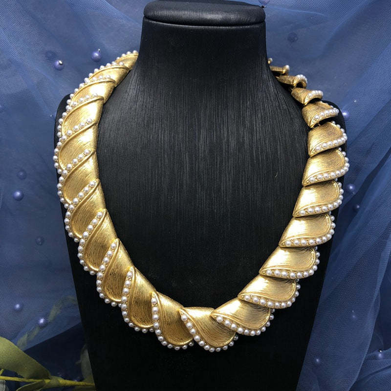 Retro Classic White Akoya Pearls Luxury Elegant 18k Gold Plated Necklace Drop Earring Jewelry Set | Mix Mix Style-Mix MIx Style