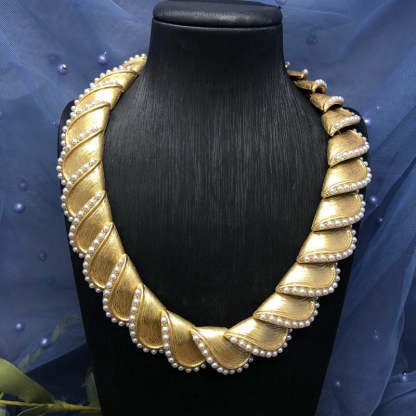 Retro Classic White Akoya Pearls Luxury Elegant 18k Gold Plated Necklace Drop Earring Jewelry Set | Mix Mix Style-Mix MIx Style