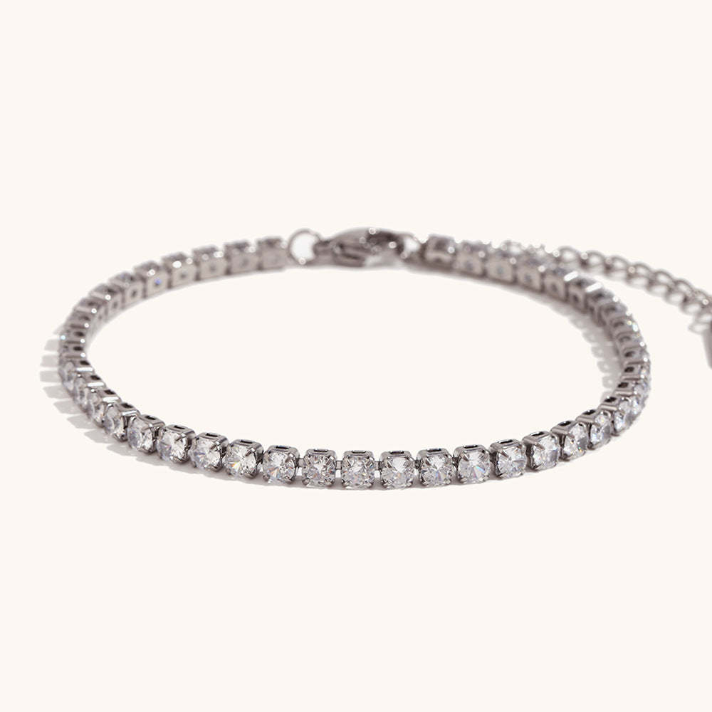 European and American cross-border hot selling fashion light luxury zircon chain bracelet stainless steel plated 18K gold simple hand jewelry-Mix MIx Style