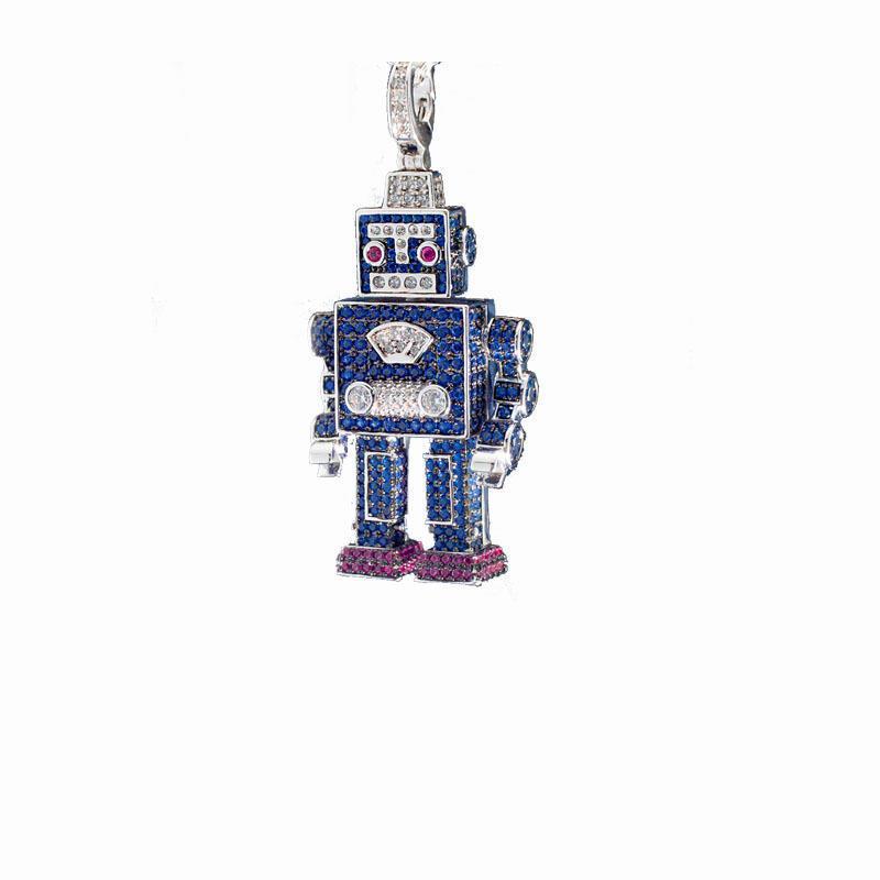 2022 hip-hop style robot necklace original design 3D three-dimensional limb movement unisex trendy accessory-Mix MIx Style