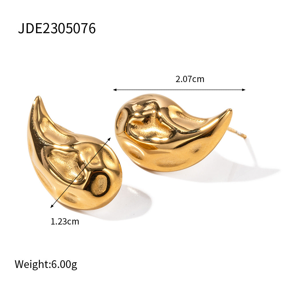Irregular Drop Shaped Timeless Minimalist 18k Vermeil/White Gold Plated Drop Earrings | Mix Mix Style-Mix MIx Style