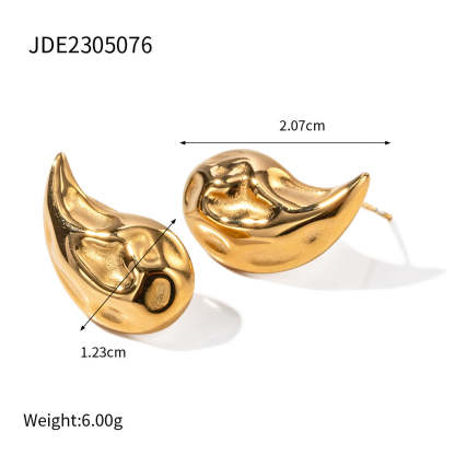Irregular Drop Shaped Timeless Minimalist 18k Vermeil/White Gold Plated Drop Earrings | Mix Mix Style-Mix MIx Style