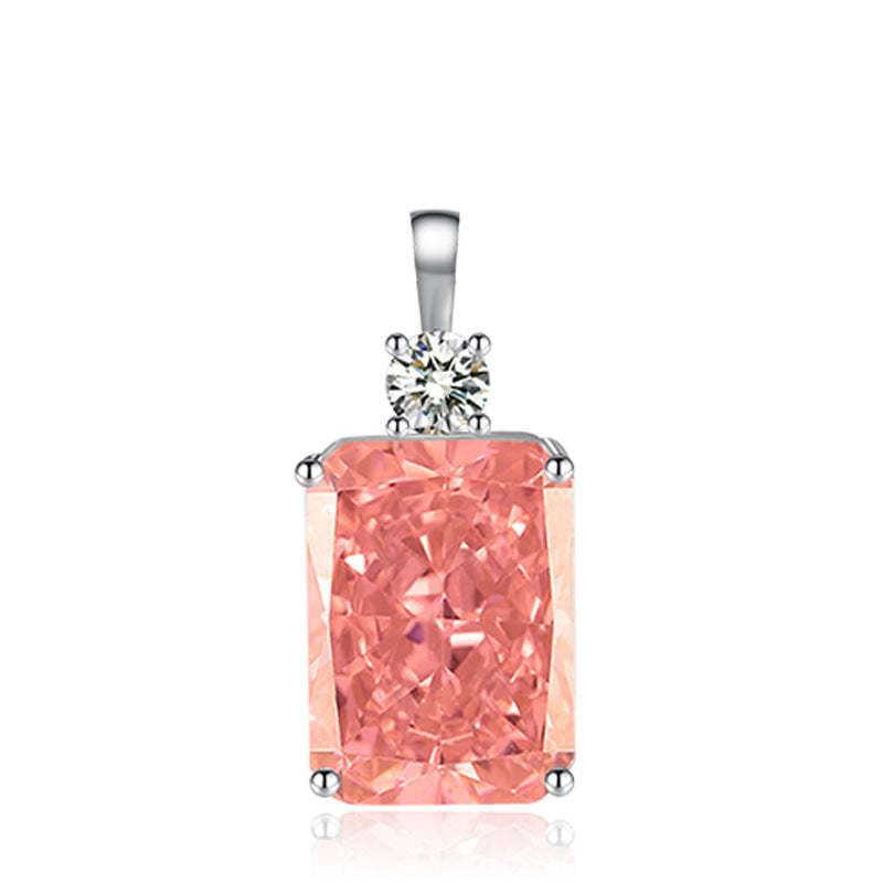 Pink Dainty Classic Radiant Cut Moissanite Diamond 3.5ct Pendant Elega