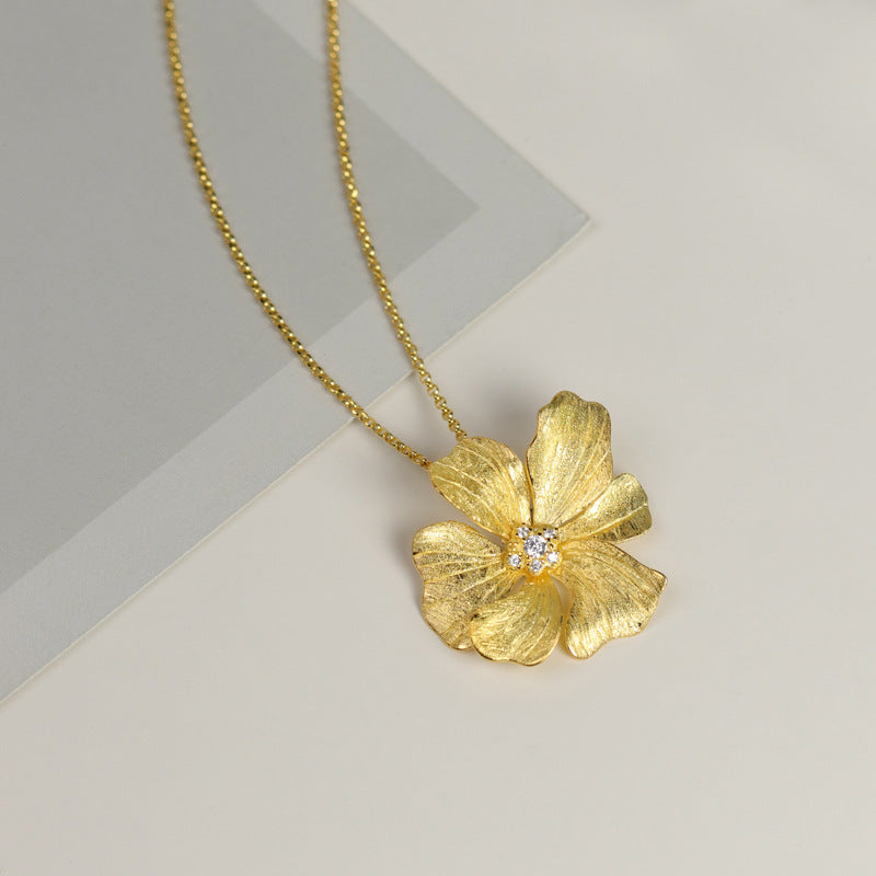 Gold Flower Vintage Classic Pendant Diamond Luxury 18k Gold Plated Necklace Jewelry | Mix Mix Style-Mix MIx Style
