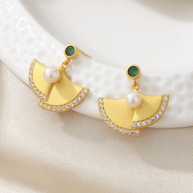 s925 Sterling Silver Akoya Pearls Fan Earrings | Mix Mix Style [Hot Seller]-Mix MIx Style
