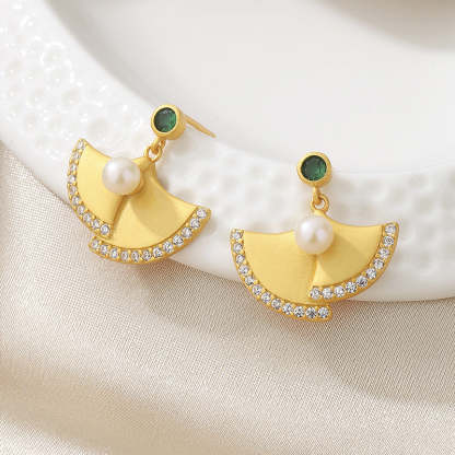 s925 Sterling Silver Akoya Pearls Fan Earrings | Mix Mix Style [Hot Seller]-Mix MIx Style