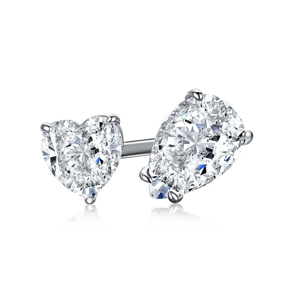 Linlang cross-border hot-selling S925 sterling silver love ring for women inlaid with 8A teardrop-shaped simulated diamond heart-shaped open ring-Mix MIx Style