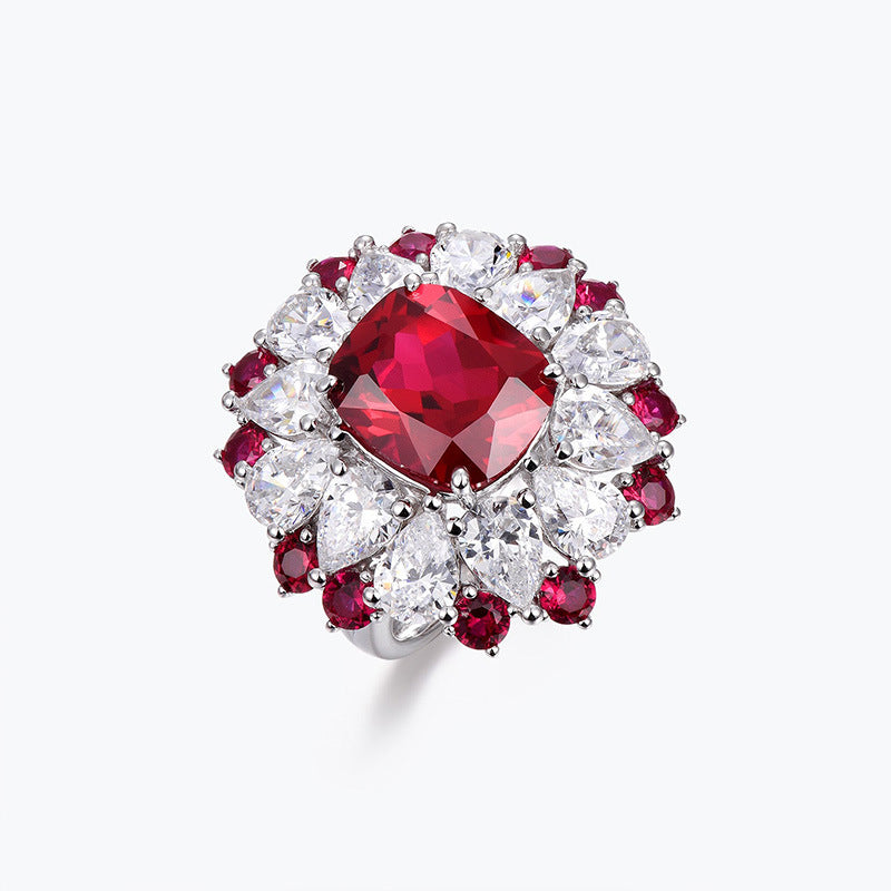 Red Radiant Cut Moissanite Diamond 5ct Luxury 18k White Gold Engagement Ring | Mix Mix Style-Mix MIx Style