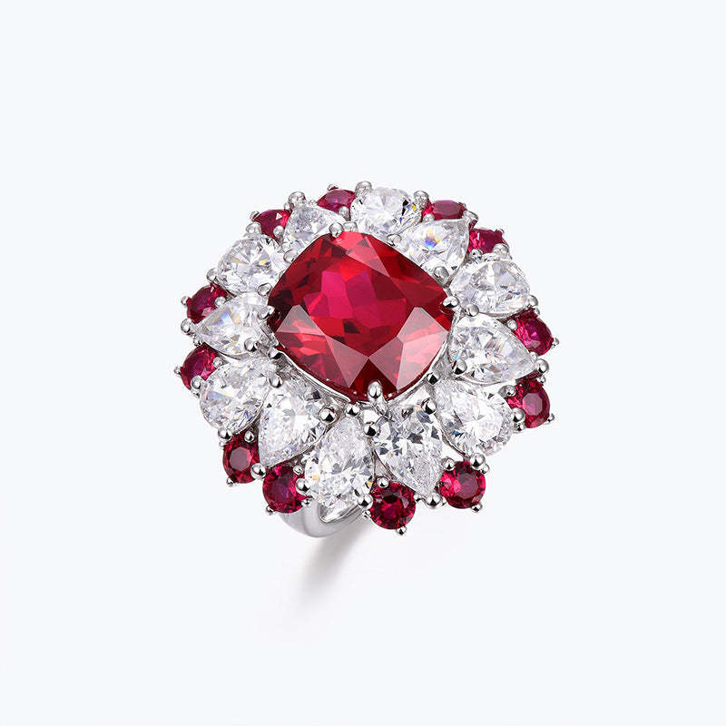 Red Radiant Cut Moissanite Diamond 5ct Luxury 18k White Gold Engagement Ring | Mix Mix Style-Mix MIx Style