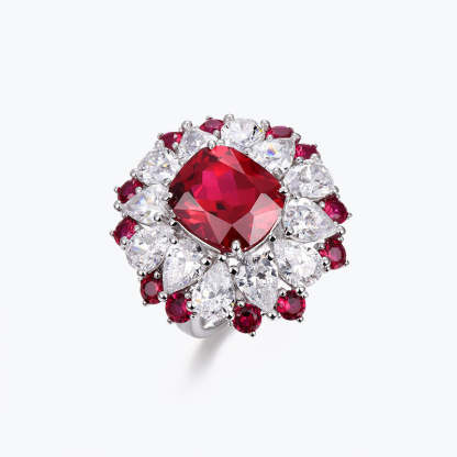 Red Radiant Cut Moissanite Diamond 5ct Luxury 18k White Gold Engagement Ring | Mix Mix Style-Mix MIx Style