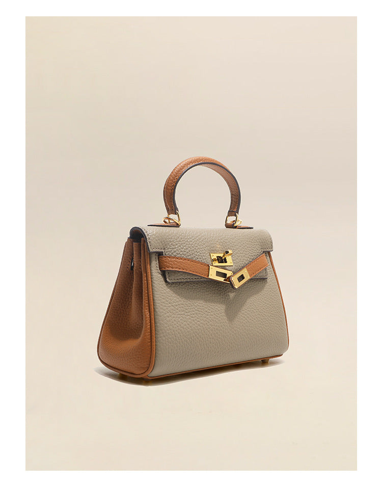 Kelly bag head layer cowhide lychee pattern  new shoulder leather women's bag Handbags | Mix Mix Style [Hot Seller]-Mix MIx Style