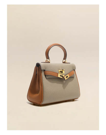 Kelly bag head layer cowhide lychee pattern  new shoulder leather women's bag Handbags | Mix Mix Style [Hot Seller]-Mix MIx Style