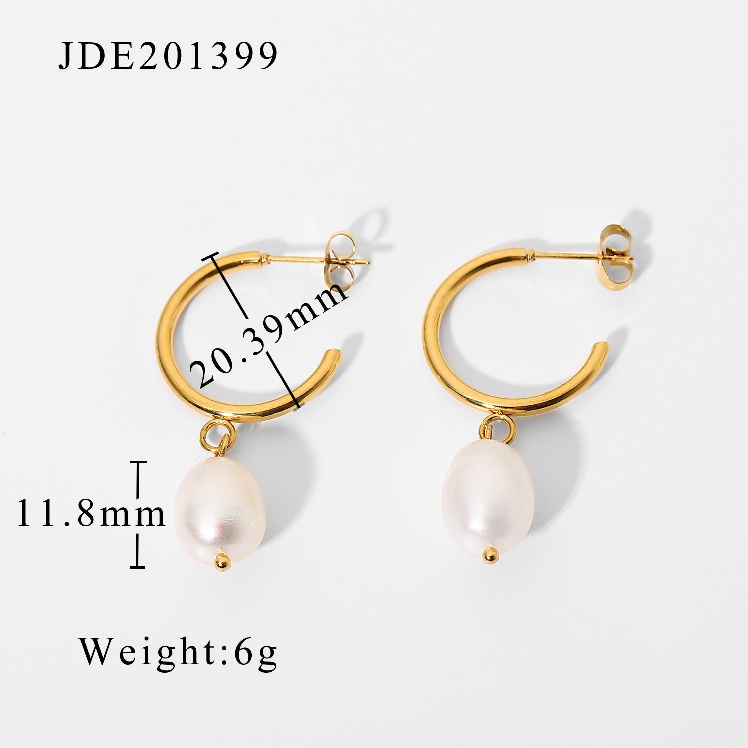Classic Timeless White Akoya Pearls & Moissanite Diamonds Elegant 18k Vermeil Gold Plated Hoop/Drop Earrings | Mix Mix Style-Mix MIx Style