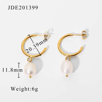 Classic Timeless White Akoya Pearls & Moissanite Diamonds Elegant 18k Vermeil Gold Plated Hoop/Drop Earrings | Mix Mix Style-Mix MIx Style