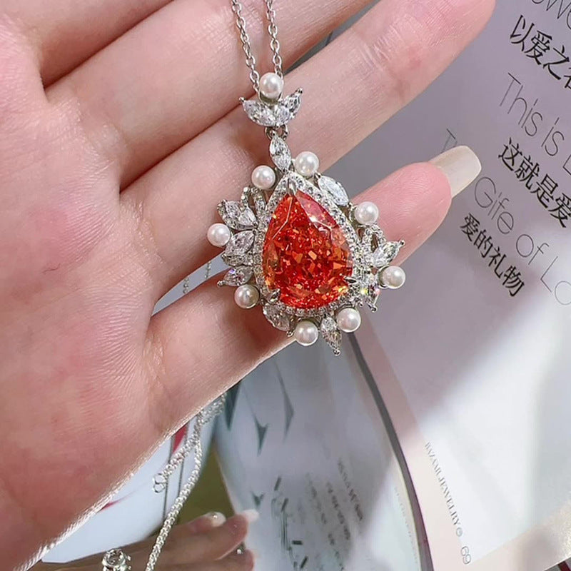 Pear Shaped Spphire Drop Necklace Moissanite Pink And Blue Wedding  Jewelry Mix Mix Style [Hot Seller]-Mix MIx Style