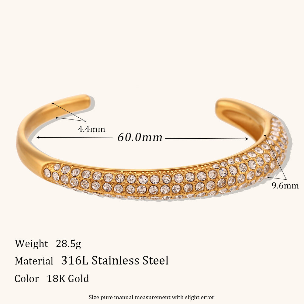 European and American cross-border hot selling simple light luxury temperament bracelet jewelry stainless steel open asymmetric diamond bracelet for women-Mix MIx Style