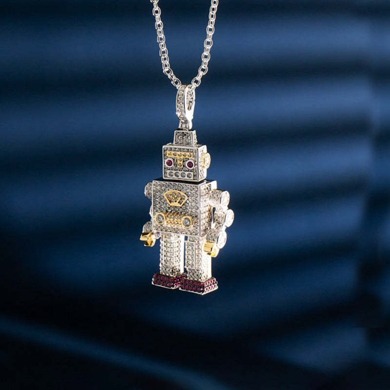 2022 hip-hop style robot necklace original design 3D three-dimensional limb movement unisex trendy accessory-Mix MIx Style