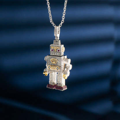2022 hip-hop style robot necklace original design 3D three-dimensional limb movement unisex trendy accessory-Mix MIx Style