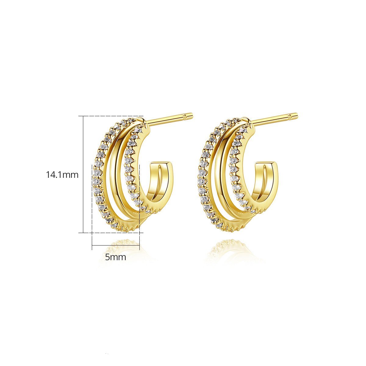Classic White Moissanite Diamonds Elegant 18k Vermeil Gold Plated Vintage Retro Hoop Earrings | Mix Mix Style-Mix MIx Style