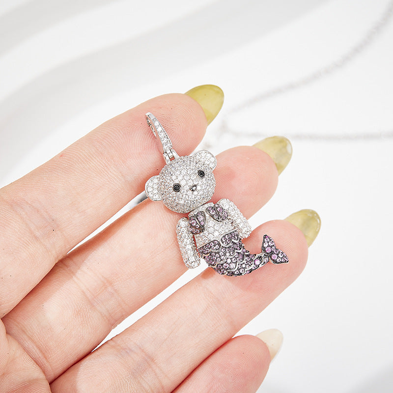 Japanese and Korean new panda necklace 3D three-dimensional limbs movable gold-plated panda pendant medium long bear sweater chain-Mix MIx Style