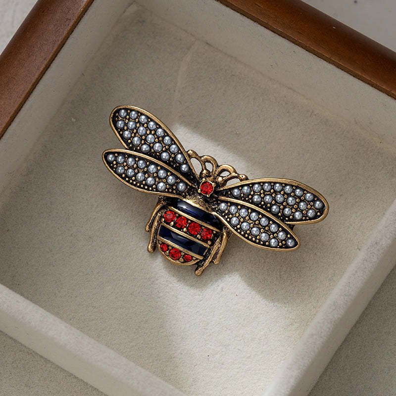 Retro little bee vintage brooch for women high-end personality old brooch niche atmosphere vintage accessories trend-Mix MIx Style