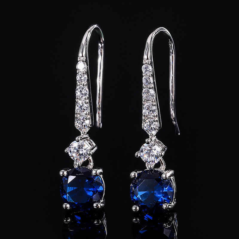 Pink - Blue Timeless Round Cut Moissanite Diamond Elegant 18k Vermeil Gold Plated Drop Earrings | Mix Mix Style-Mix MIx Style