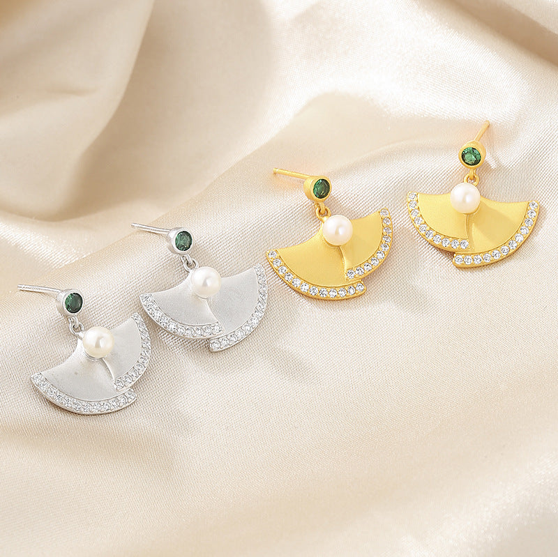 s925 Sterling Silver Akoya Pearls Fan Earrings | Mix Mix Style [Hot Seller]-Mix MIx Style