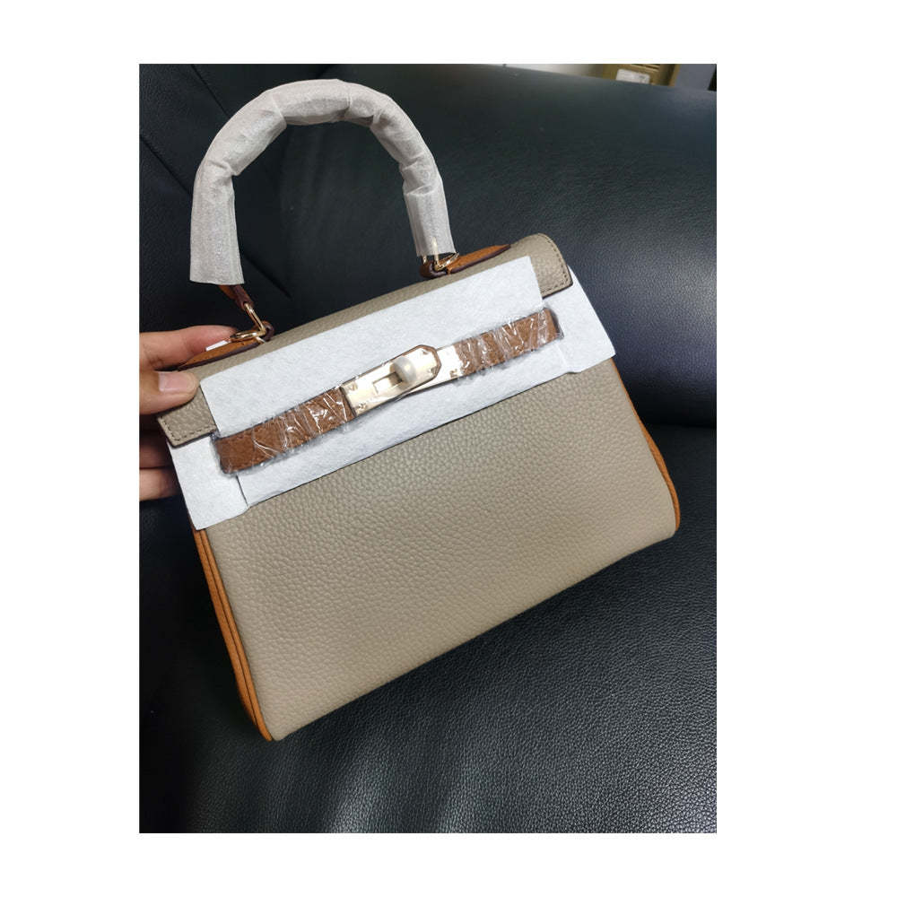 Kelly bag head layer cowhide lychee pattern  new shoulder leather women's bag Handbags | Mix Mix Style [Hot Seller]-Mix MIx Style