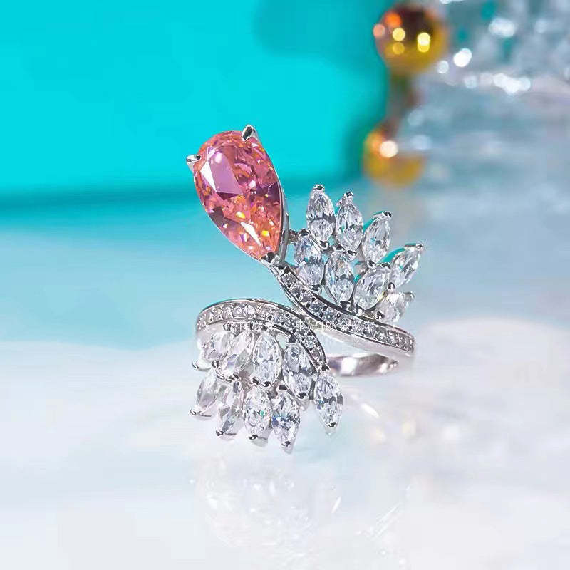 Pink Moissanite Pink Diamond Ring 4ct Wedding Rings Bridal Engagement Jewelry Mix Mix Style [Hot Seller]-Mix MIx Style