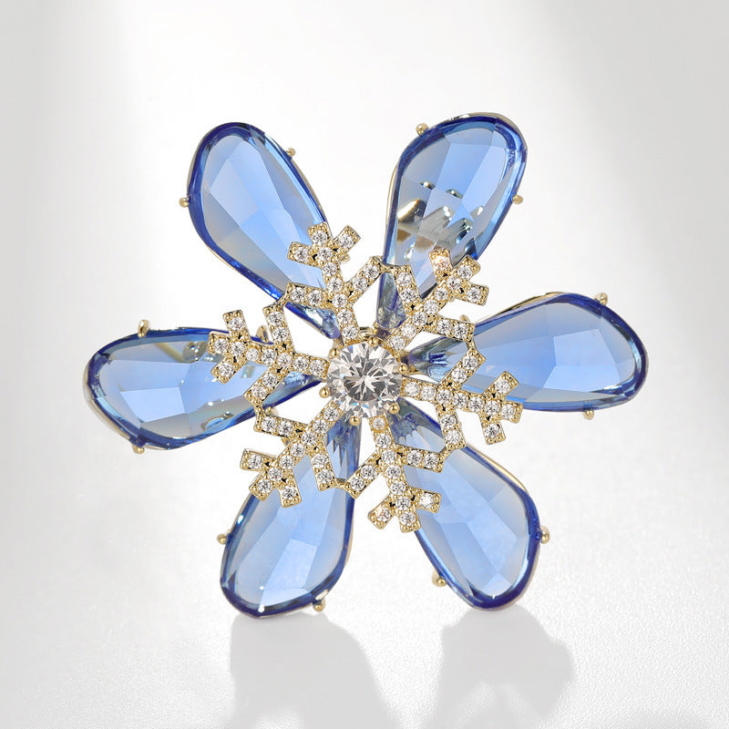 Xiliang Concubine live broadcast supply high-end blue flower brooch rotatable zircon snowflake brooch accessories corsage-Mix MIx Style