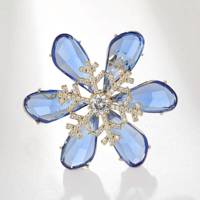 Xiliang Concubine live broadcast supply high-end blue flower brooch rotatable zircon snowflake brooch accessories corsage-Mix MIx Style