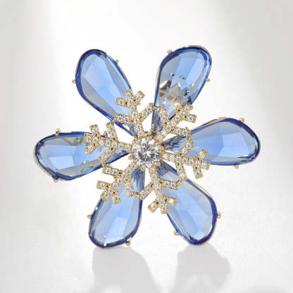 Xiliang Concubine live broadcast supply high-end blue flower brooch rotatable zircon snowflake brooch accessories corsage-Mix MIx Style