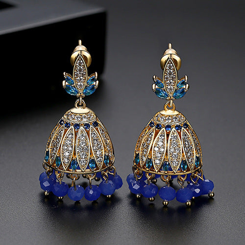 Multicolor Tassel Bell Shaped Moissanite Diamonds Luxury 18k Vermeil Gold Plated Vintage Retro Drop Earrings | Mix Mix Style-Mix MIx Style