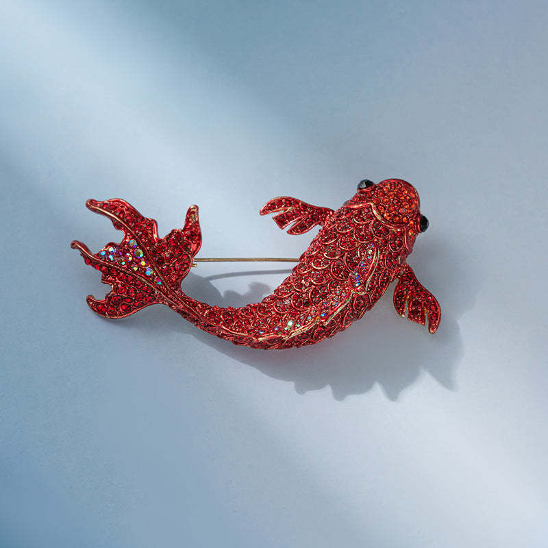 Xiliang Concubine 2024 New Fashion Year-round Fish Design Enamel Red Carp Brooch New Year Gift-Mix MIx Style