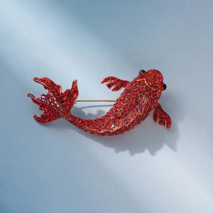 Xiliang Concubine 2024 New Fashion Year-round Fish Design Enamel Red Carp Brooch New Year Gift-Mix MIx Style